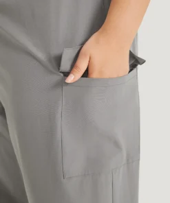 Solid Flap Pocket Drawstring Side Overall Jumpsuit -Clothing Shop 850501773 of