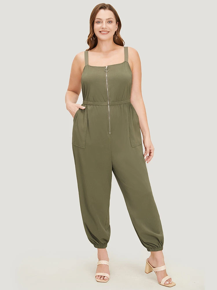 Solid Pocket Zip Up Cami Jumpsuit 4 Solid Pocket Zip Up Cami Jumpsuit - Image 2