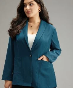 Anti-Wrinkle Lapel Collar Pocket Blazer 15 Anti-Wrinkle Lapel Collar Pocket Blazer -Clothing Shop 85129331 ij