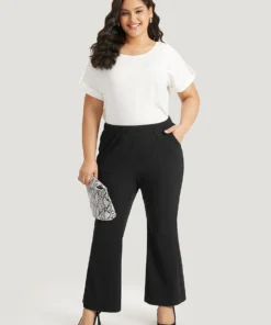 Solid Pocket Flare Leg Elastic Waist Pants 19 Solid Pocket Flare Leg Elastic Waist Pants -Clothing Shop 851475667 tk