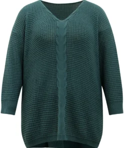 Cable Knit Plain Elastic Cuffs Pullover -Clothing Shop 852064465 wp fa037cf7 7f1e 4498 9465 ff738a1d558d