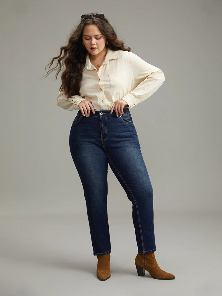 Dark Wash Straight Leg High Rise Jeans 14 Dark Wash Straight Leg High Rise Jeans - Image 12