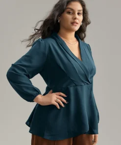 Static-Free Plain Pleated Wrap Blouse 25 Static-Free Plain Pleated Wrap Blouse -Clothing Shop 853515865 ki 72c45dae fb7a 457b 9723 ba390be7529d