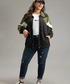 Colorblock Patchwork Pocket Zipper Windbreaker 16 Colorblock Patchwork Pocket Zipper Windbreaker -Clothing Shop 853769296 km