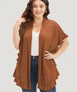 Anti-Pilling Plain Ruffles Split Hem Dolman Sleeve Cardigan -Clothing Shop 854330512 hi 4f9bac7f 47ce 40fa 9b02 bf64d039886b
