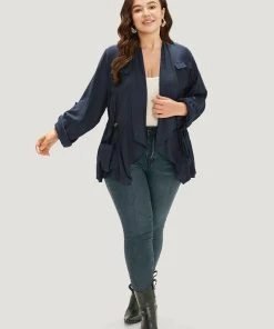 Supersoft Essentials Plain Pocket Asymmetrical Drawstring Coat -Clothing Shop 85483918 px 3a2f824d cc71 4f12 a50a 843cfa7b4843