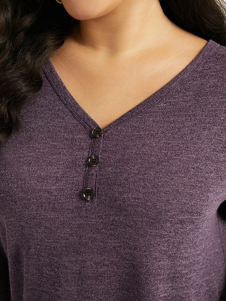 Heather Button Up Long Sleeve T-shirt 10 Heather Button Up Long Sleeve T-shirt - Image 8