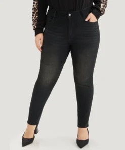 Skinny High Rise Black Wash Jeans