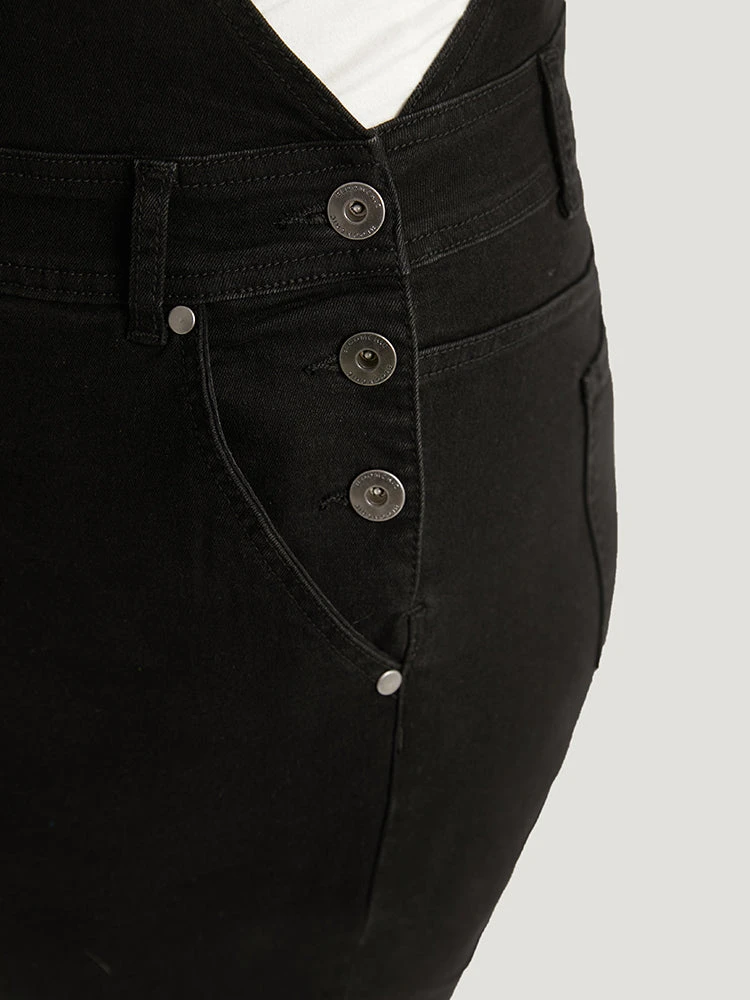 Plain Patched Pocket Button Up Overall Jeans 9 Plain Patched Pocket Button Up Overall Jeans - Image 7