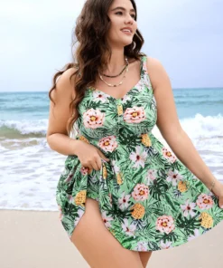 Tropical Print A Line Flutter Ruched Front Swim Dress 13 Tropical Print A Line Flutter Ruched Front Swim Dress -Clothing Shop 855389358 jp