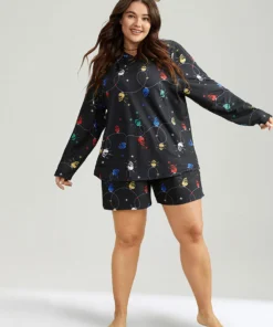 Christmas Skull Print Hooded Sleep Top -Clothing Shop 855481597 dj