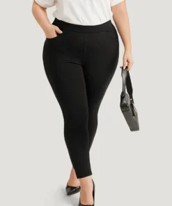 Plain Skinny Split Hem Pocket Pants -Clothing Shop 855692006 jt