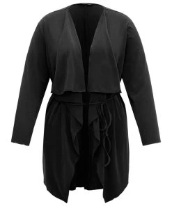 Solid Rib Knit Ties Lapel Collar Kimono 17 Solid Rib Knit Ties Lapel Collar Kimono -Clothing Shop 856056514 zz