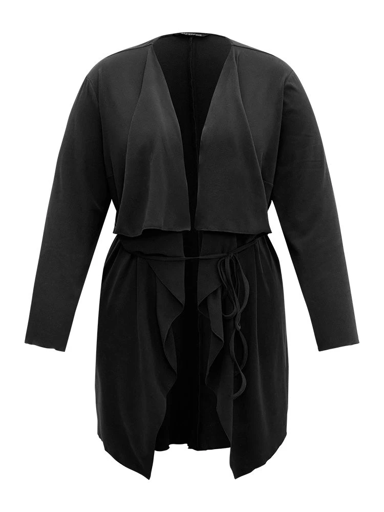 Solid Rib Knit Ties Lapel Collar Kimono 10 Solid Rib Knit Ties Lapel Collar Kimono - Image 8