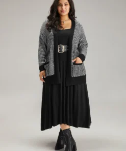 Polka Dot Patched Pocket Drop Shoulder Cardigan -Clothing Shop 85648357 ra