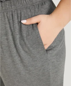 Solid Pocket Elastic Waist Sleep Pants -Clothing Shop 856640525 cy