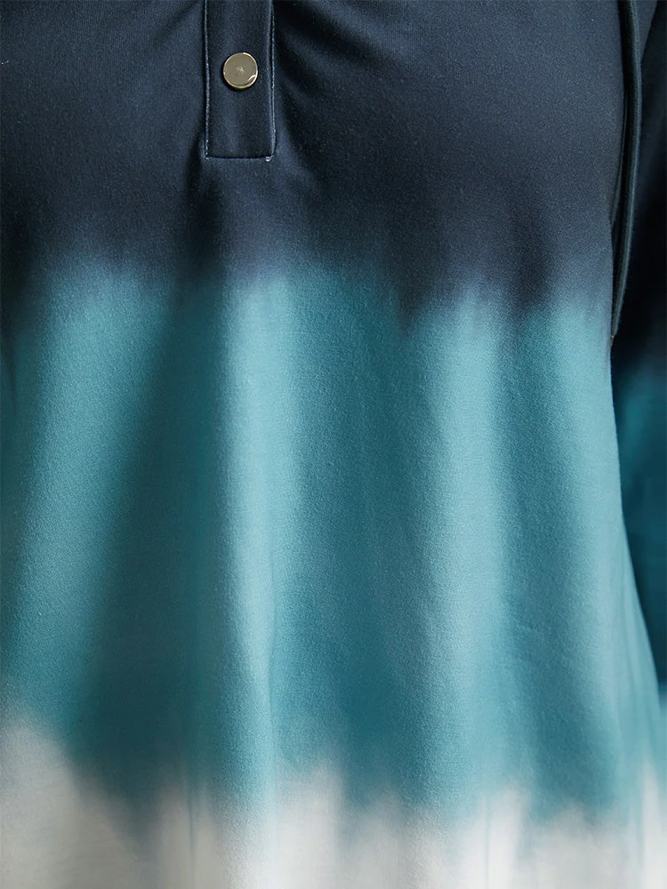 Tie Dye Button Up Hooded Drawstring Sweatshirt 8 Tie Dye Button Up Hooded Drawstring Sweatshirt - Image 6