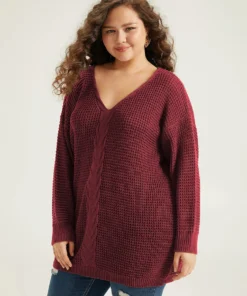 Cable Knit Plain Elastic Cuffs Pullover -Clothing Shop 859003563 db 0408b25e 4a67 4021 8ce2 b6665ddc53af