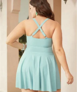 Cut Out Crossover Flutter Ruched Bowknot Swim Dress -Clothing Shop 859839158 dw