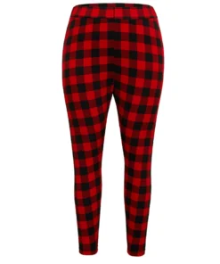 Plaid Elastic Waist High Rise Skinny Leggings -Clothing Shop 86099472 xy