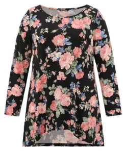 Floral Print Round Neck T-shirt -Clothing Shop 861261453 bs e7efeab1 36d2 46e8 9bb0 a53cb64f2d5b