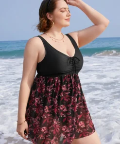 Plant Print Drawstring Ruffles Ruched A Line Swim Dress 14 Plant Print Drawstring Ruffles Ruched A Line Swim Dress -Clothing Shop 861777805 ep 38b9ba52 7023 4af0 a219 a63300cf182c