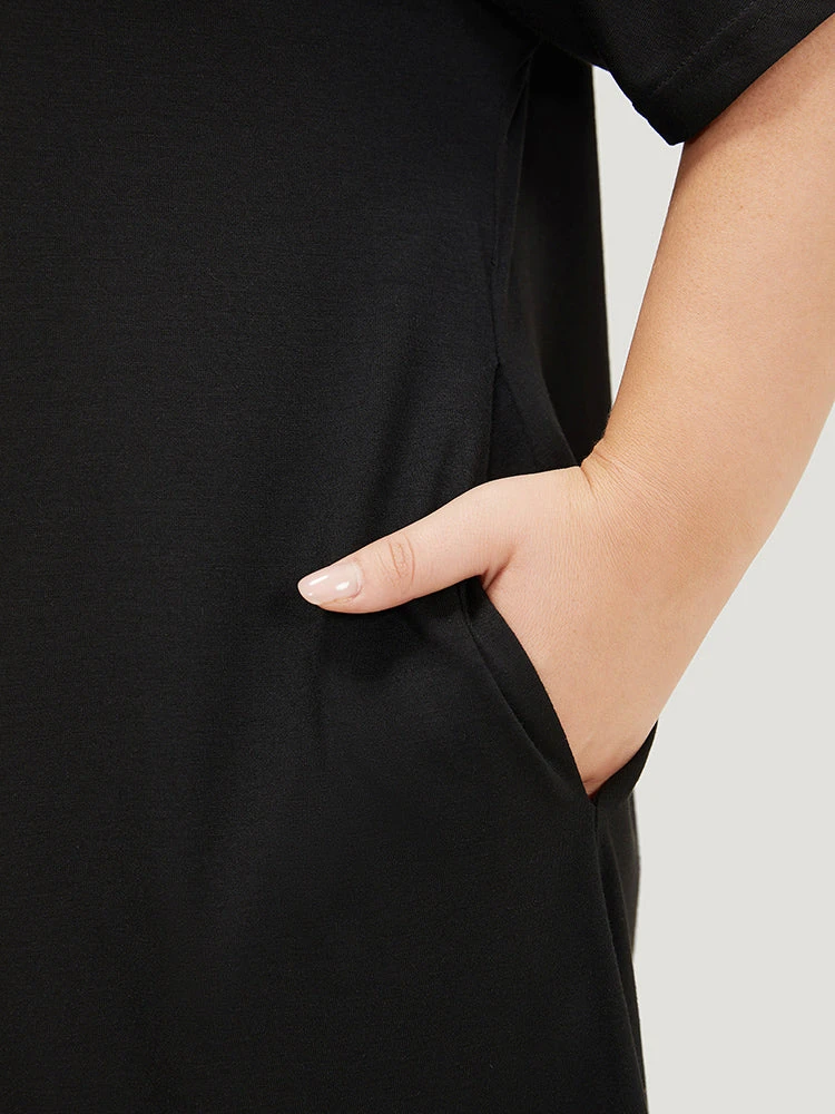 Supersoft Essentials Leopard Contrast Batwing Sleeve Pocket Split Hem Dress 9 Supersoft Essentials Leopard Contrast Batwing Sleeve Pocket Split Hem Dress - Image 7