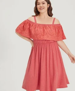 Supersoft Essentials Cold Shoulder Broderie Anglaise Layered Dress