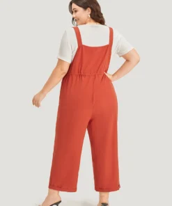 Plain Button Up Pocket Roll Hem Drawstring Jumpsuit -Clothing Shop 864845162 of 6c16a183 60fd 4384 a1d7 68035452cc19