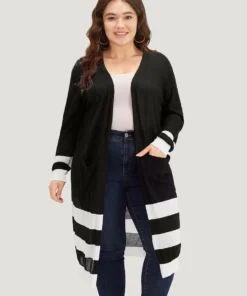 Supersoft Essentials Contrast Patched Pocket Maxi Cardigan -Clothing Shop 865023123 jy