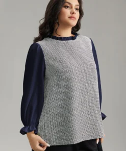 Gingham Ruffles Patchwork Frill Trim Blouse 36 Gingham Ruffles Patchwork Frill Trim Blouse -Clothing Shop 86503318 gf