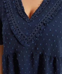 Polka Dot Frill Trim V Neck Flutter Blouse 27 Polka Dot Frill Trim V Neck Flutter Blouse -Clothing Shop 865066111 he