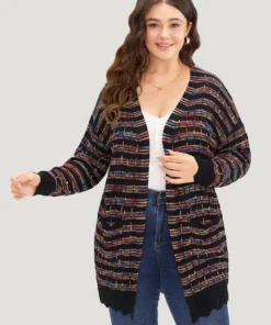 Ombre Patched Pocket Guipure Lace Cardigan