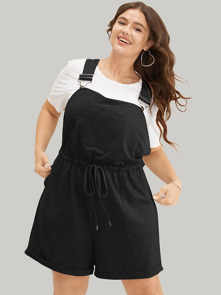 Solid Pocket Drawstring Overall Romper 17 Solid Pocket Drawstring Overall Romper - Image 15