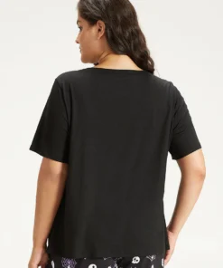 Halloween Ghost & Letter Print Crew Neck Sleep Top -Clothing Shop 865691509 gs