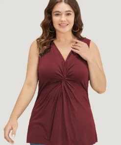 Supersoft Essentials Plain V Neck Twist Front Tank Top -Clothing Shop 866124416 cy 849f01f0 aefe 43f6 8c53 aaf5e73ad8a9