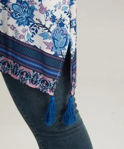 Floral Print Tassels Trim Split Side Kimono -Clothing Shop 866217046 vr 279a064a 50a8 45a0 9112 e0d80bcb4b9c