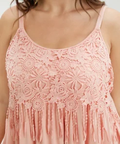 Plain Contrast Lace Ruffle Hem Cami Top 27 Plain Contrast Lace Ruffle Hem Cami Top -Clothing Shop 86677131 xb