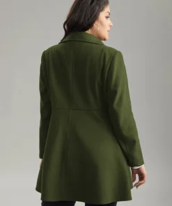 Lapel Collar Metal Detail Zipper Pocket Coat -Clothing Shop 86705683 lp