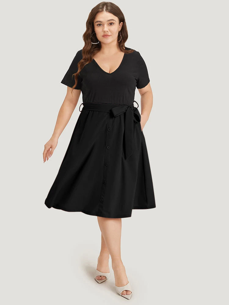 Supersoft Essentials Two Tone Pocket Patchwork Belted Dress 11 Supersoft Essentials Two Tone Pocket Patchwork Belted Dress - Image 9