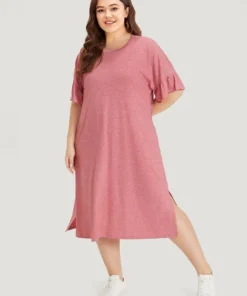 Supersoft Essentials Solid Ruffle Trim Split Side Dress 13 Supersoft Essentials Solid Ruffle Trim Split Side Dress -Clothing Shop 867267196 od b485eb1c a741 488f b124 94cc409a59d4