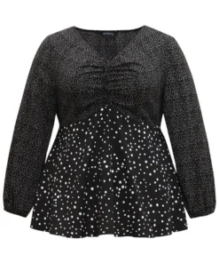 Polka Dot Ruched Ties Lantern Sleeve Blouse 15 Polka Dot Ruched Ties Lantern Sleeve Blouse -Clothing Shop 867510767 lr