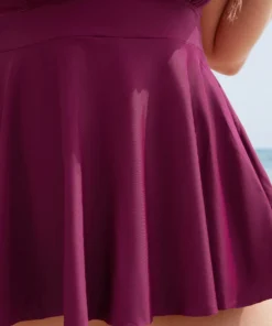 Plain Ruffles Crossover Back Adjustable Straps Tankini Top -Clothing Shop 867561487 ez