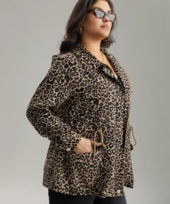 Leopard Zipper Drawstring Knot Pocket Jacket -Clothing Shop 868577322 kx c39df990 d9d4 44e8 90cb 27166809d87a