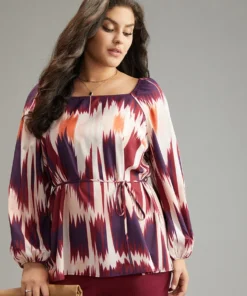 Tie Dye Print Ties Square Neck Blouse 15 Tie Dye Print Ties Square Neck Blouse -Clothing Shop 869257121 qi