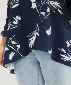 Floral Asymmetrical Hem Ruffle Trim Flounce Sleeve Blouse -Clothing Shop 869302485 dg 7e25403d 48b2 46b9 aa62 56cc4420a0b3