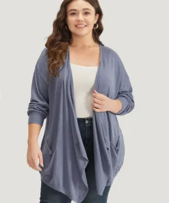 Supersoft Essentials Solid Lapel Collar Patched Pocket Cardigan