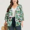 Floral Print Open Front Asymmetrical Hem Kimono