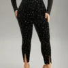 Star Glitter Split Hem High Rise Skinny Leggings -Clothing Shop 871241986 yb