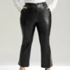 Plain PU Leather Pocket Bootcut Pants -Clothing Shop 871669793 rl